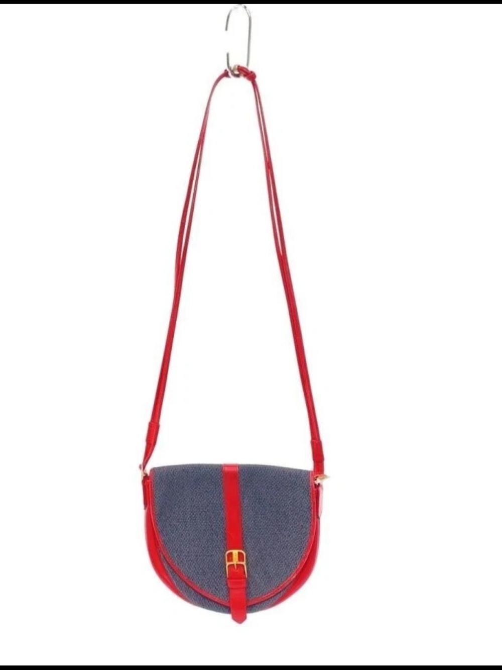 Yves Saint Laurent Denim Saddle Crossbody with Red Trim